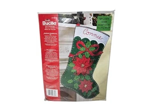 Plaid Bucilla Elegant Poinsettia Felt Christmas Stocking Kit 18" NEW SEALED - Picture 1 of 4