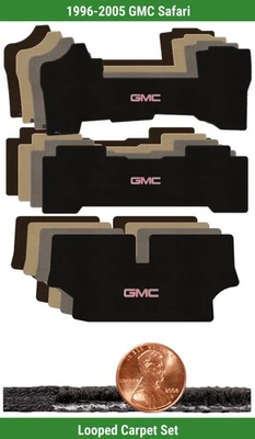 Juego de alfombrillas clásicas personalizadas para GMC Safari '96-05 con logotipo (3 piezas) #RAN Foto 1 de 4