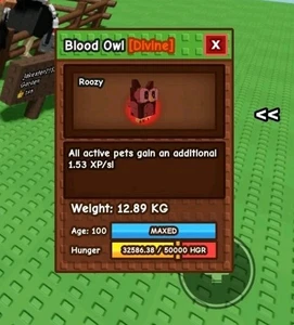 Maxed Out Age 100 Blood Owl grow a garden 5 minute delivery times! - Picture 1 of 1