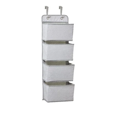Parent's Choice 4 Pocket Nursery Hanging Organizer, Gray and White - Image 1 of 4