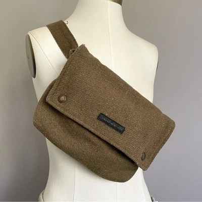 Bolso Cinturón Slouchy Vintage Club Monaco Marrón Mezcla Lana - ¡Unisex! Foto 1 de 4