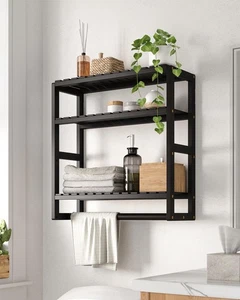 Bathroom Shelves Towel Racks Over Toilet Storage with Towel Bar 3 Tier Floati... - Bild 1 von 7