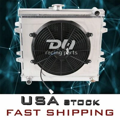 Radiador e cobertura e ventilador de 3 fileiras para 1984-95 92 Toyota Pickup/4 Runner SR5/DLX 2.4L L4 - Imagem 1 de 4