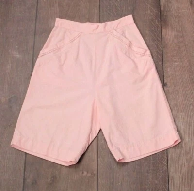 Pantalones Cortos De Colección Para Mujer Años 50 Rosa Algodón Cintura Alta Años 50 Bolsillos Talla XXS/XS  Foto 1 de 4