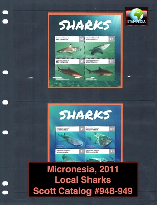 $16.00 Scott Value - 2014 MICRONESIA Sharks 2 s/s South Pacific CV MNH NH UMM - Image 1 of 4