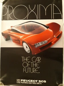 SEHR SELTEN FUTURE PROXIMA PEUGEOT 1987 Auto 16 x 23 Poster - Bild 1 von 2