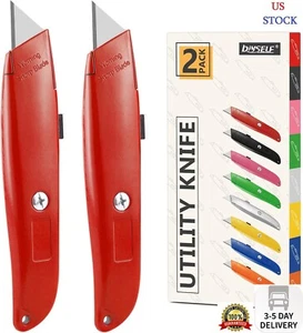 DIYSELF 2Pack Utility Knife Box Cutter Retractable Blade Heavy Duty(Red) - Picture 1 of 7