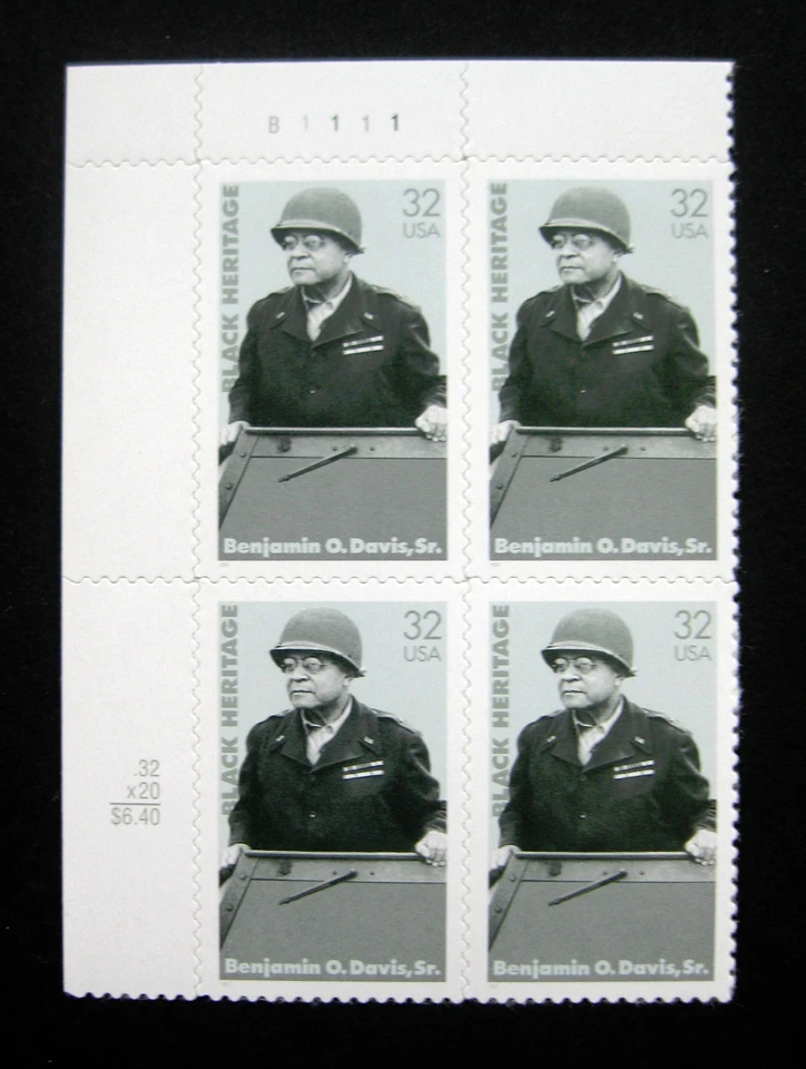 Sc # 3121 ~ Plate # Block ~ 32 cent Benjamin O. Davis (fe5) - Image 1 of 1