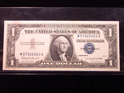 USA $1 1957 B W5792206A # SILVER Certificate Dollar BLUE Seal Bank Money America - Image 1 of 3