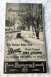 1939 PYRENE MFG NEWARK NJ Antiguo Vintage Automóvil Coche Neumáticos Cadenas Publicidad - Imagen 1 de 12