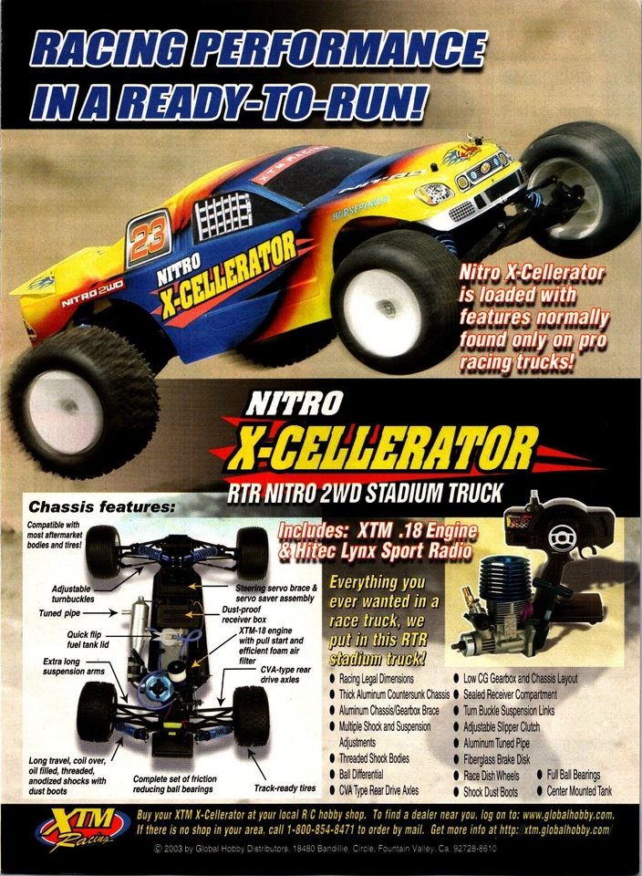 XTM RTR Nitro X-Cellerator 2WD Stadium Truck Print Ad Wall Art Decor No Tag - Image 1 of 1