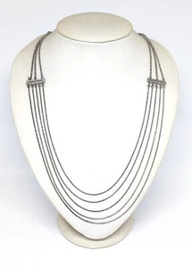 Collana argento 925 sterling catena ad anelli rodiata multifilo da 58 cm a 66 cm - Foto 1 di 3