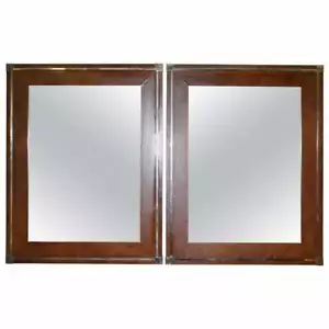 MATCHING PAIR OF MID CENTURY BURR WALNUT & GOLD PLATED RENATO ZEVI WALL MIRRORS - Picture 1 of 12