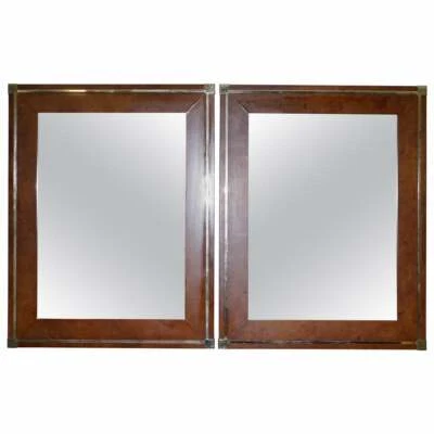 MATCHING PAIR OF MID CENTURY BURR WALNUT & GOLD PLATED RENATO ZEVI WALL MIRRORS - Image 1 of 4