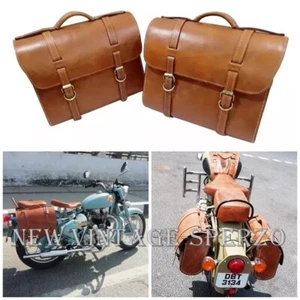 Bolso de sillín de cuero color tostado apto para Royal Enfield Old Classic 350/500 cc - Imagen 1 de 9