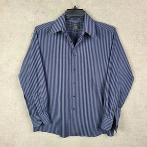 Covington Shirt Mens Medium Blue Black Striped Modern Fit Button Up Wrinkle Free - Picture 1 of 8