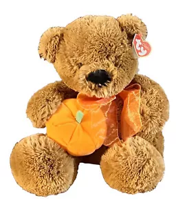 Beanie di seta classico Ty Carver bambini orso marrone zucca 2006 peluche autunnale in pensione - Foto 1 di 11