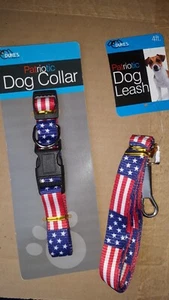 Patriotic Flag 4 Foot Leash & Collar July 4th Dog Memorial Day America Theme - Picture 1 of 1