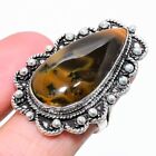 Honey Dendritic Gemstone 925 Sterling Silver Jewelry Ring Size 9 I301