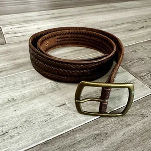 American Eagle geschnürter geflochtener brauner Ledergürtel abgenutzt - Damengröße S 34 - Bild 1 von 9
