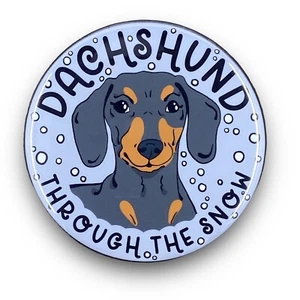 Dachshund Pinback Button Christmas Wiener Dog Pin Accessory 2.25" Black Tan - Picture 1 of 6