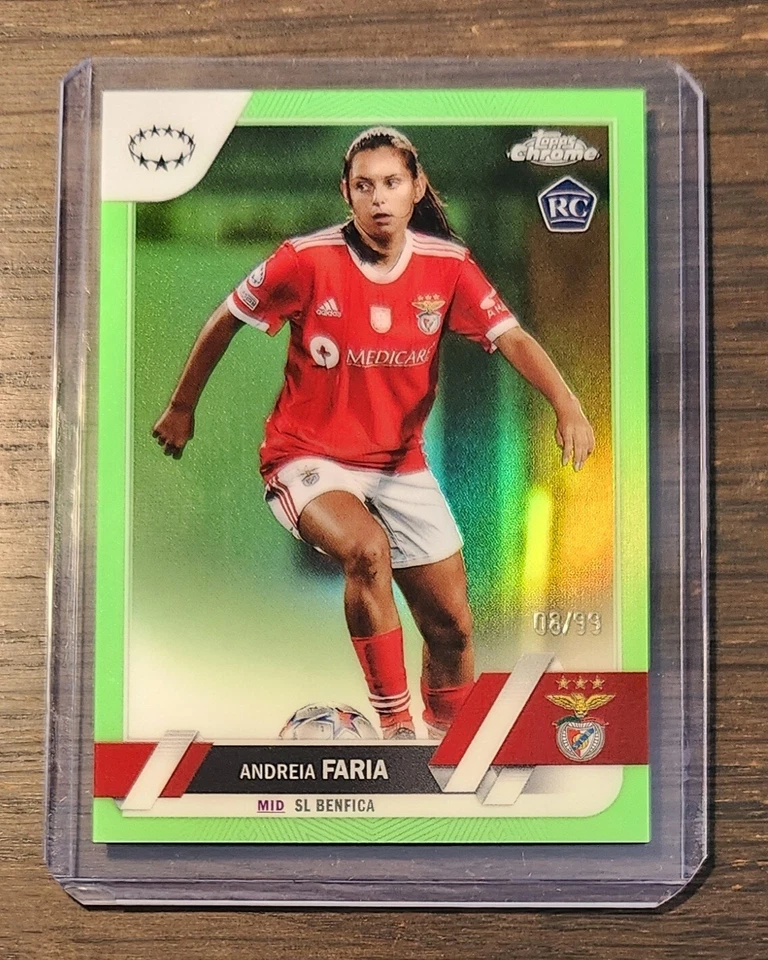 2022-23 Topps Chrome Sapphire UEFA Women's Andreia Faria RC Green #/99 Benfica - Image 1 of 2