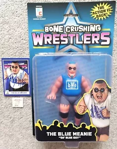 WWE Figure Collections Toys Bone Crushing Wrestlers The Blue Meanie & Auto Card - Picture 1 of 6