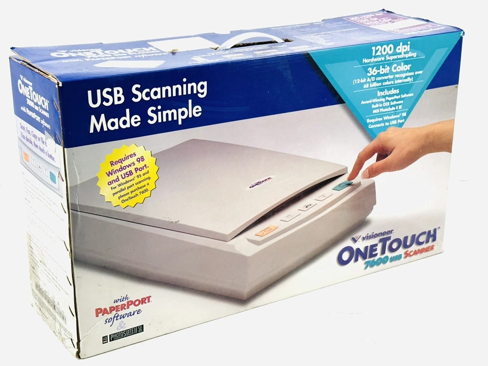 Visioneer One Touch 7600 USB Scanner 1200 DPI 36 Bit Color 600 x 1200 dpi - Image 1 of 4