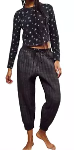 FREE PEOPLE ÍNTIMAMENTE NEGRO COPO DE NIEVE ACOLCHADO AMOR PIJAMA CONJUNTO PANTALONES TOP L - Imagen 1 de 12
