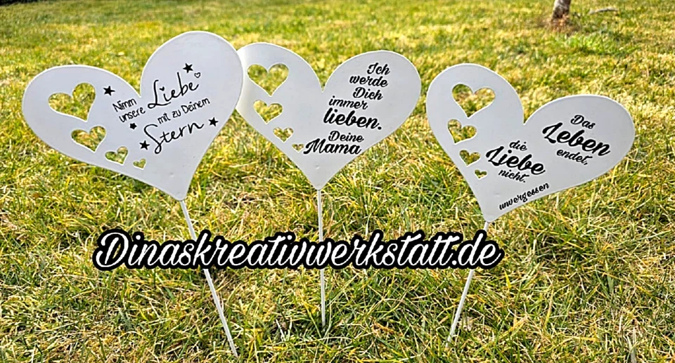 Grabschmuck Herz, Beetstecker mit individueller Beschriftung, personalisiert - Bild 1 von 1