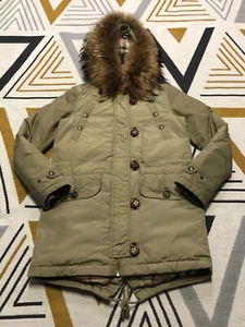 Abrigo Parka 100% GENUINO Beige BURBERRY BRIT Piel Pluma Abajo Talla 8-10 S - Imagen 1 de 12