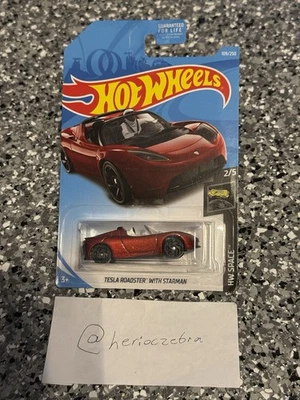 Tesla Roadster HW Space Series #109 2019 Hot Wheels con Starman MTFLK rojo oscuro Foto 1 de 2