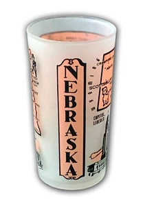 Nebraska Vintage Frosted Glass Travel Souvenier Tumbler, 4.75 inches Tall - Picture 1 of 3
