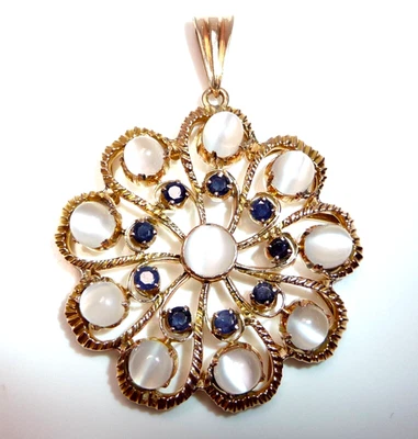 Anhänger 585 Roségold Gold 0.60ct. Saphire 5.0ct Mondsteine 52,0 mm 14,8 g - Bild 1 von 4