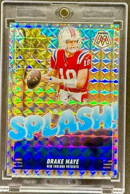 Drake Maye RARO REFRACTOR SALPICADURAS DE PLATA TARJETA DE INVERSIÓN PANINI PATRIOTS COMO NUEVO Foto 1 de 2