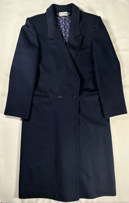 Gabardina de colección Ashley Scott para mujer 100 % lana forrada talla 9/10 azul marino Foto 1 de 4