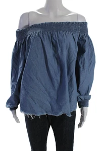 One X One Teaspoon Womens Chambray Long Sleeves Blouse Blue Size Extra Small - Picture 1 of 5