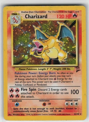 Pokemon TCG Charizard 004/130 Base Set 2 Holo Rare card Holofoil MP - Image 1 of 2