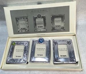 Set of 3 Pier 1 One Imports Desktop Frames 1.75” X 2 1/4" Vintage, Silver Tone - Picture 1 of 7