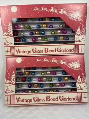 2 Boxes Bethany Lowe Vintage Style Jewel Tone Mixed Glass Bead Garland 6ft Each - Image 1 of 4