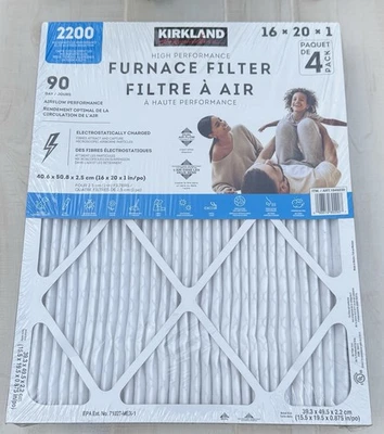 Filtros para horno Kirkland Signature 2200 de alto rendimiento, paquete de 4 16x20x1 Foto 1 de 2