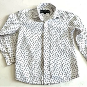 Leo & Zachary boys white small paisley print dress shirt sie 5 - Picture 1 of 6