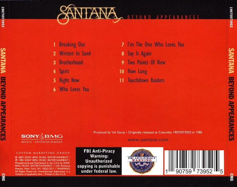 SANTANA BEYOND APPEARANCES NEW CD — 第 1/1 张图片
