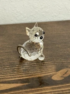 Swarovski Crystal Retired Miniature Cat Figurine with Metal  Flexible Tail - Picture 1 of 6