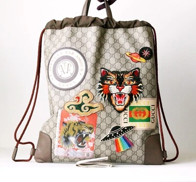 GUCCI GG Supreme Angry Cat e Vários Patches Edição Limitada Handy Carry Tot - Imagem 1 de 4