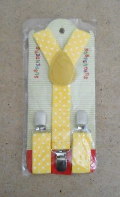 Kid Suspenders Yellow w/ White Polka Dots and Gold Colored Clasps - Image 1 of 4