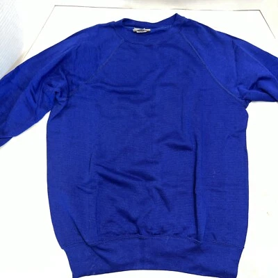复古 St Johns Bay 毛衣男式 L 深蓝色素色美国制造带标签 — 第 1/4 张图片