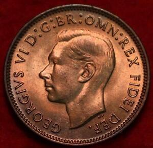 Uncirculated Red 1949 Great Britain Farthing Foreign Coin