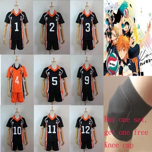 Haikyuu!! Karasuno uniforme scuola superiore costume cosplay maglia + ginocchio gratuito - Foto 1 di 14