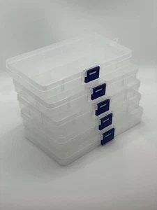 5 Pack Jewelry Organizer Box Earring Storage Clear Plastic 5 Grid Fishing Tackle - Picture 1 of 9